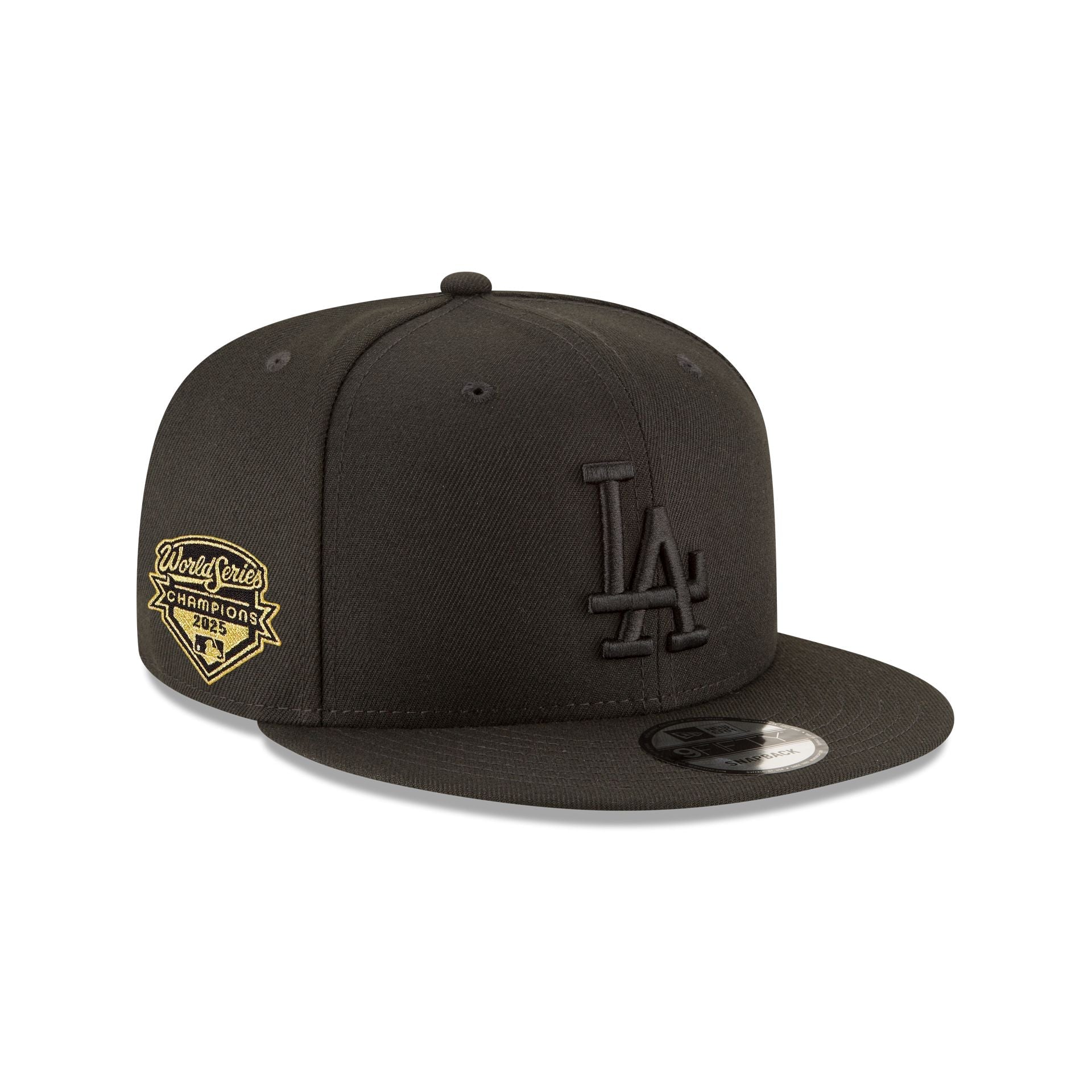 Los Angeles Dodgers 2025 World Series Champions Black on Black 9FIFTY Snapback Hat