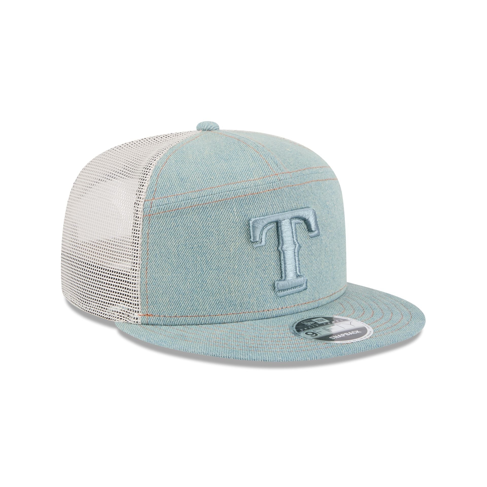 Texas Rangers Denim Split Panel 9FIFTY Trucker Hat