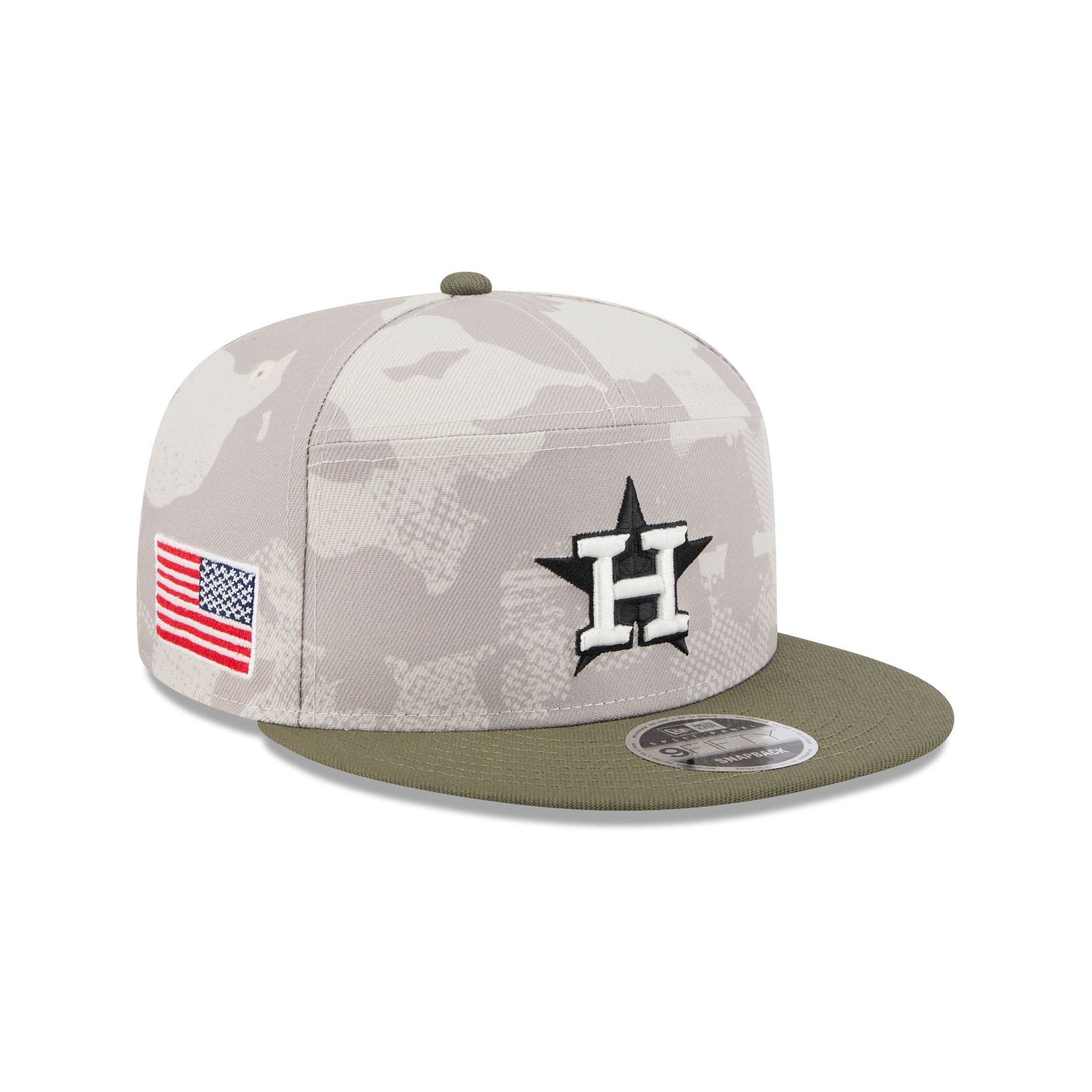 Houston Astros Armed Forces Day 2025 Split Panel 9FIFTY Snapback Hat