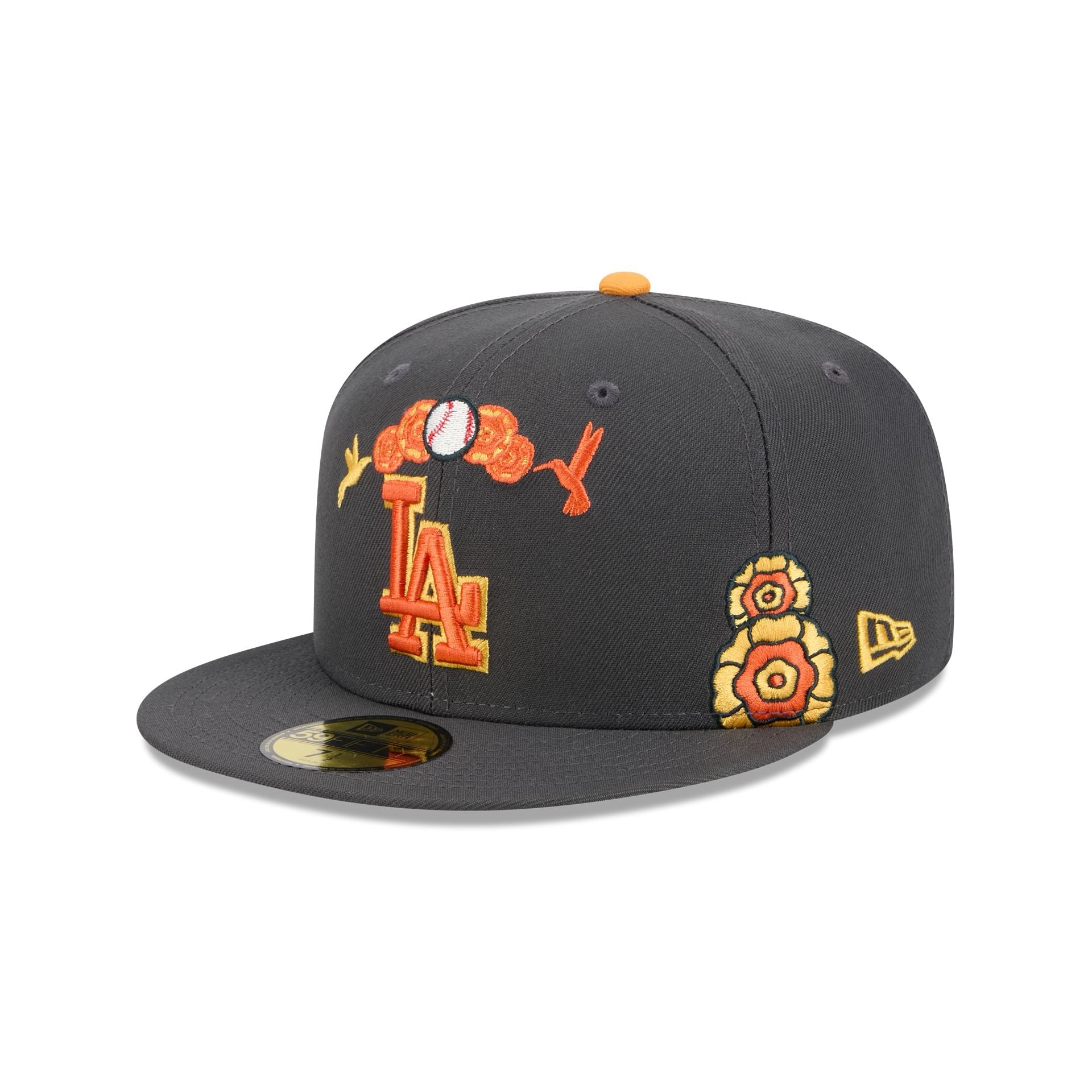 Los Angeles Dodgers Day of the Dead Graphite 59FIFTY Fitted Hat