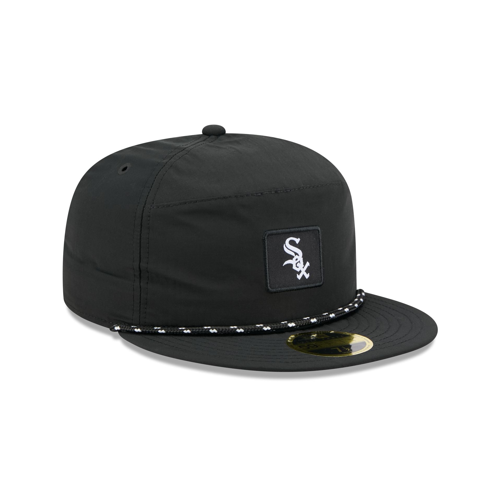Chicago White Sox Black Poly Rope Split Panel 59FIFTY Fitted Hat