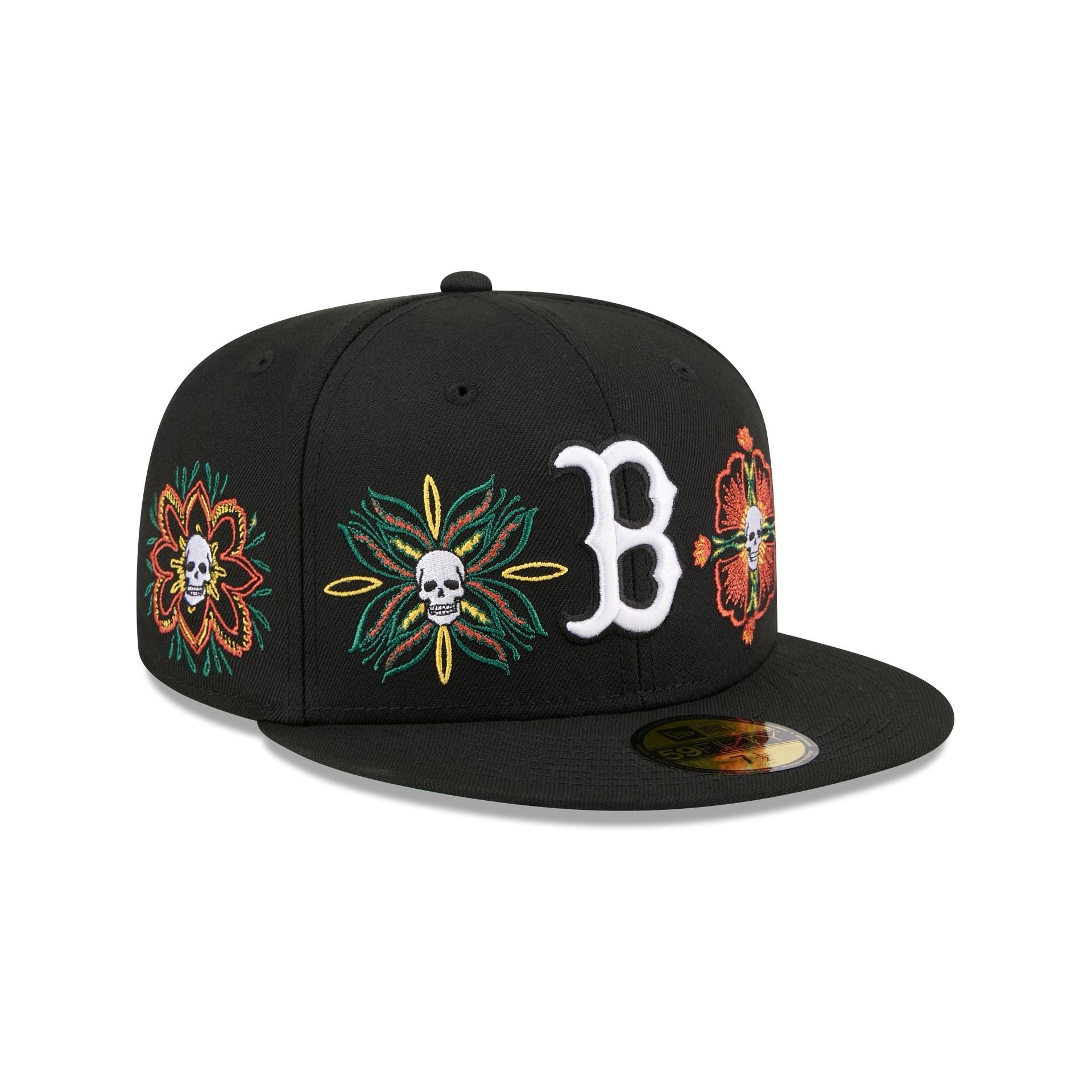 Boston Red Sox Day of the Dead Skull & Flowers 59FIFTY Fitted Hat