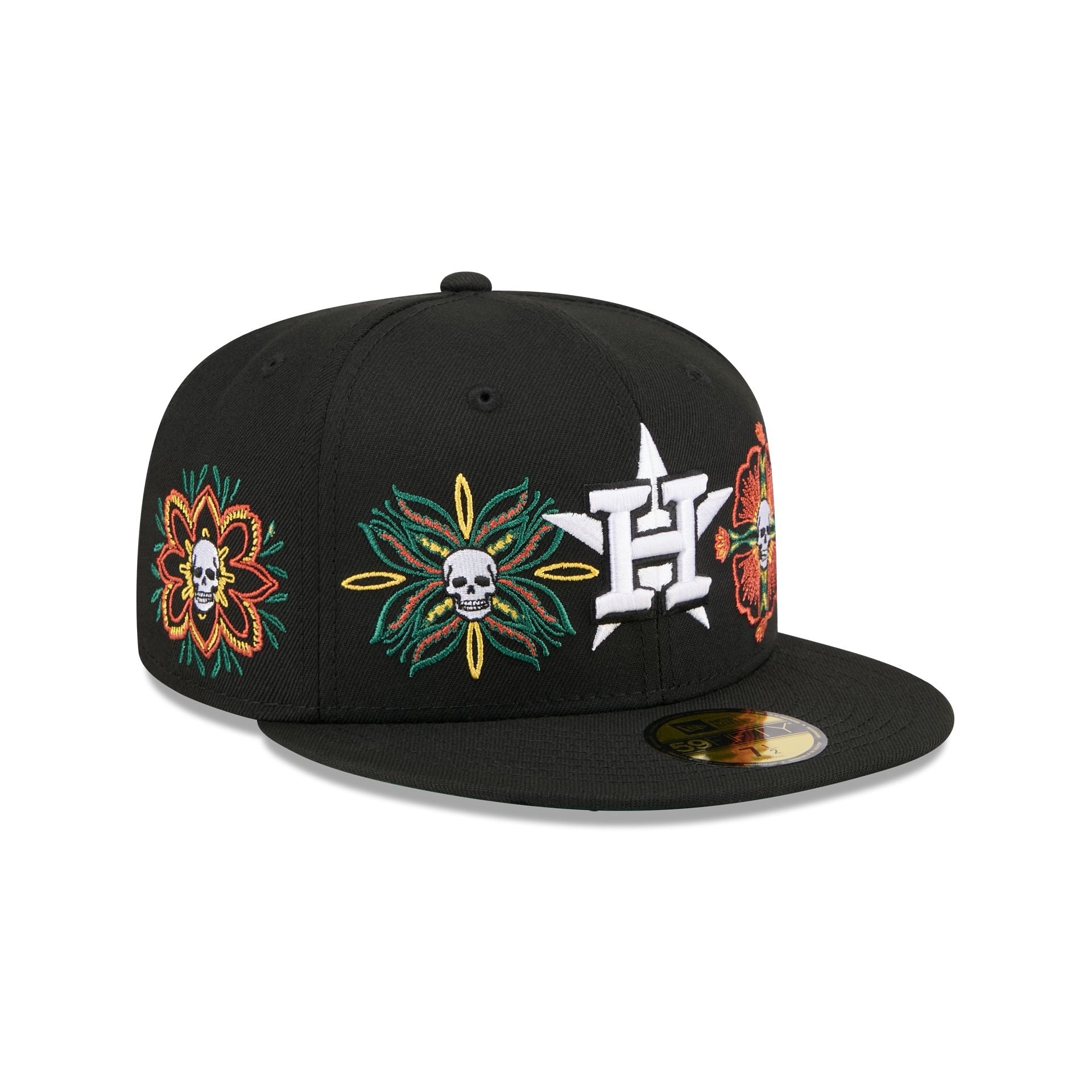 Houston Astros Day of the Dead Skull & Flowers 59FIFTY Fitted Hat