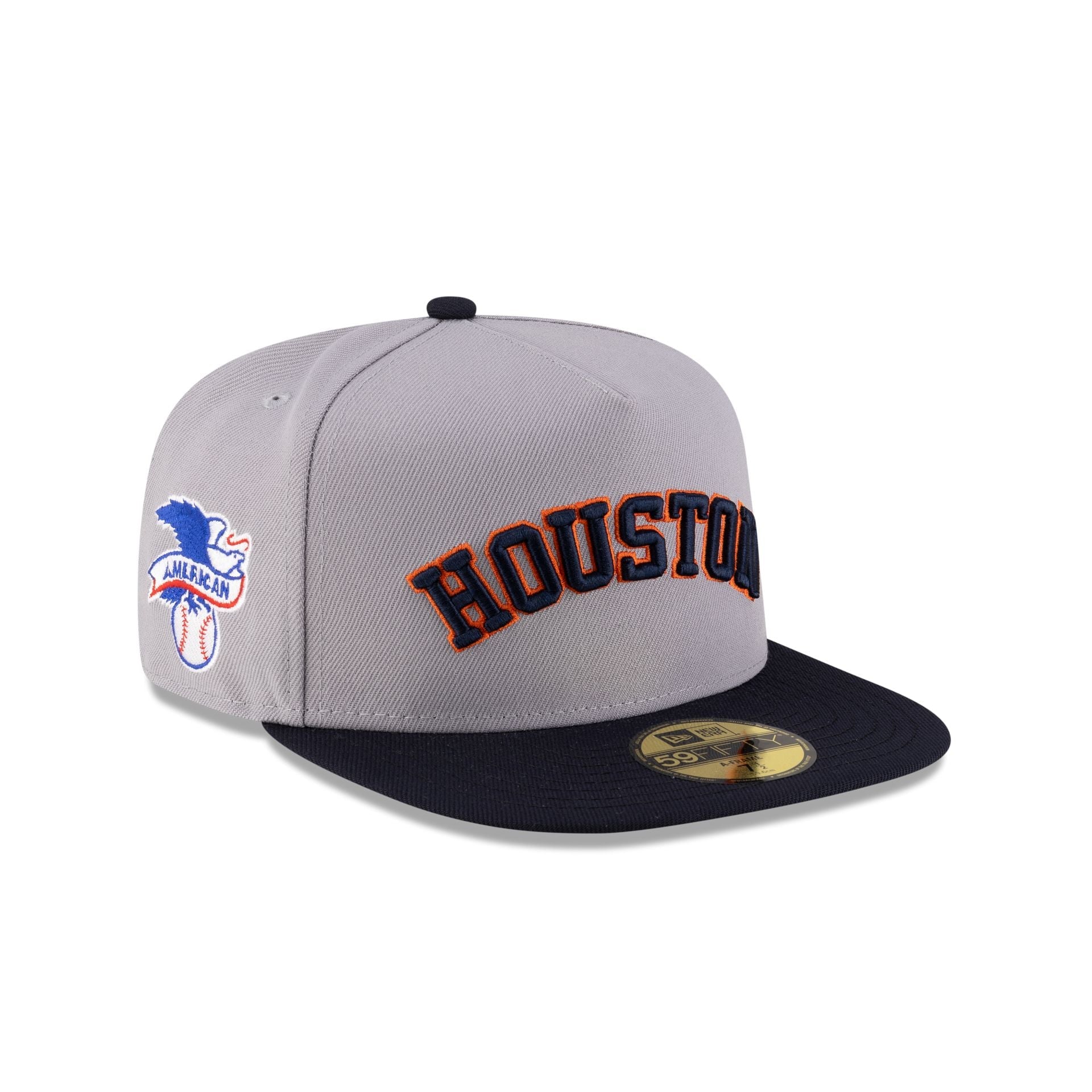 Just Caps League Sidepatch Gray Houston Astros 59FIFTY A-Frame Fitted Hat