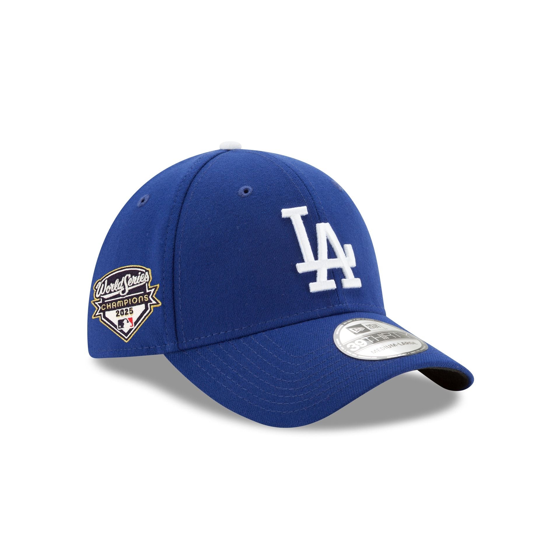 Los Angeles Dodgers 2025 World Series Champions Side Patch 39THIRTY Stretch Fit Hat