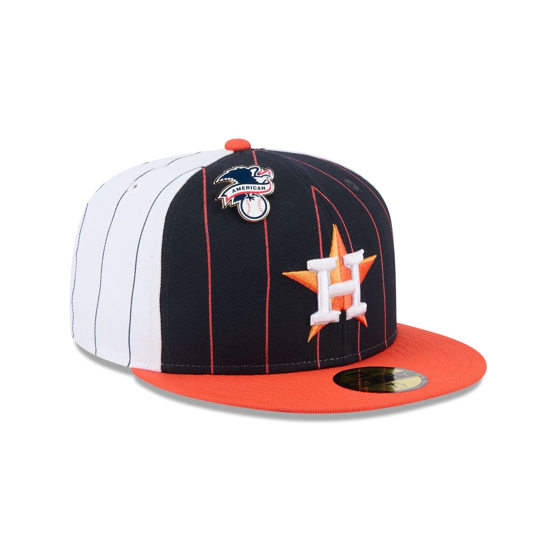 Houston Astros Pinstripe League Pin 59FIFTY Fitted Hat