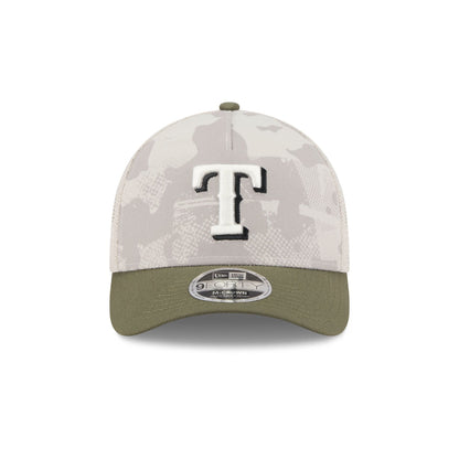 Texas Rangers Armed Forces Day 2025 9FORTY M-Crown A-Frame Trucker Hat
