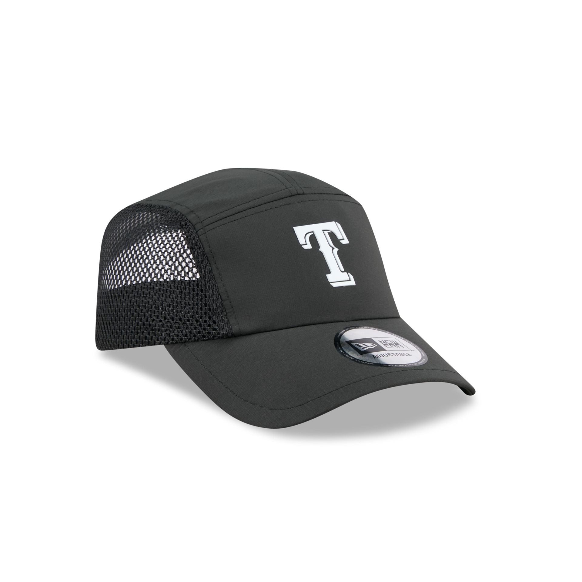 Texas Rangers Black Poly Runner Adjustable Hat