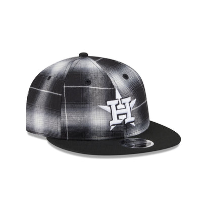 Houston Astros Black and White Plaid Retro Crown 9FIFTY Snapback Hat
