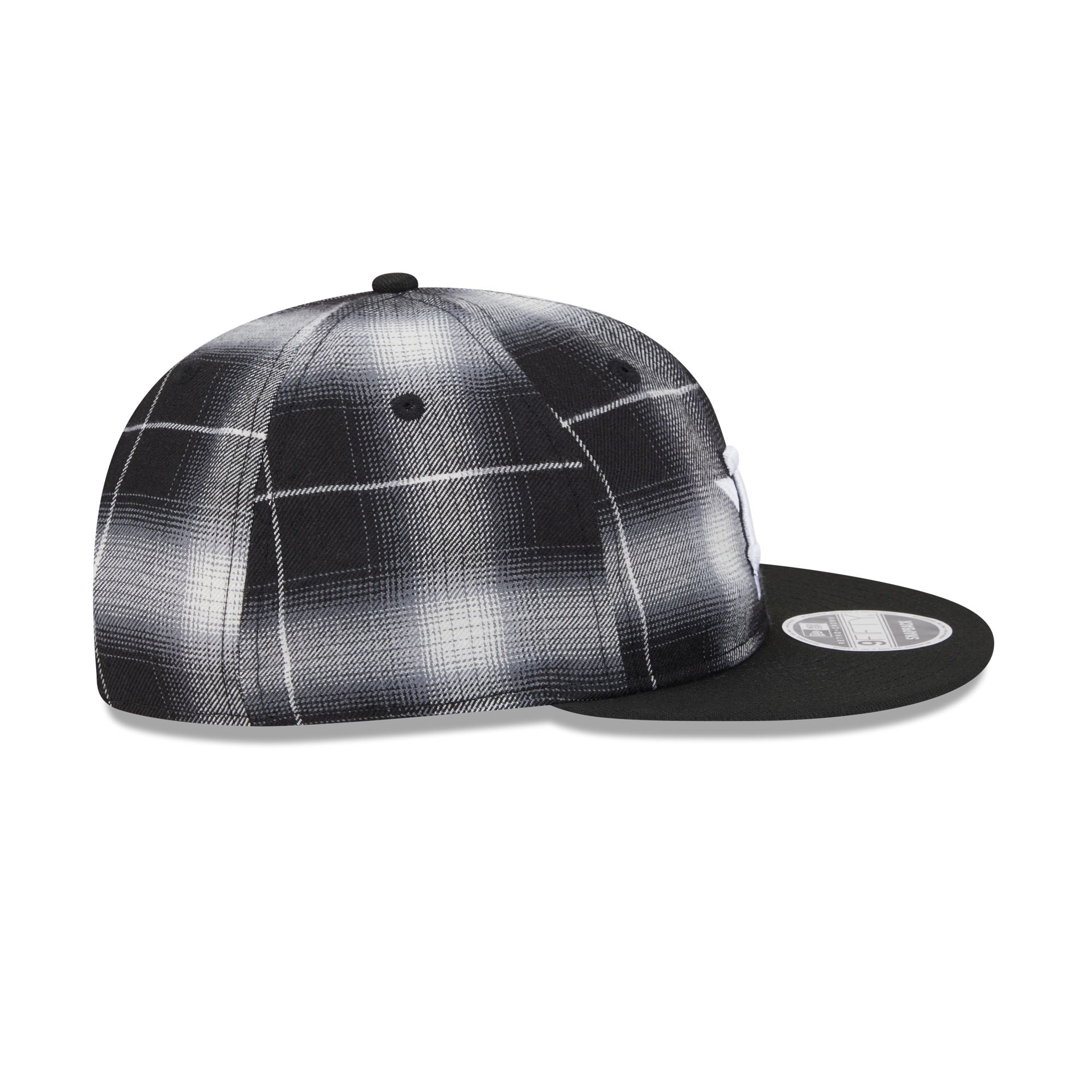 Houston Astros Black and White Plaid Retro Crown 9FIFTY Snapback Hat