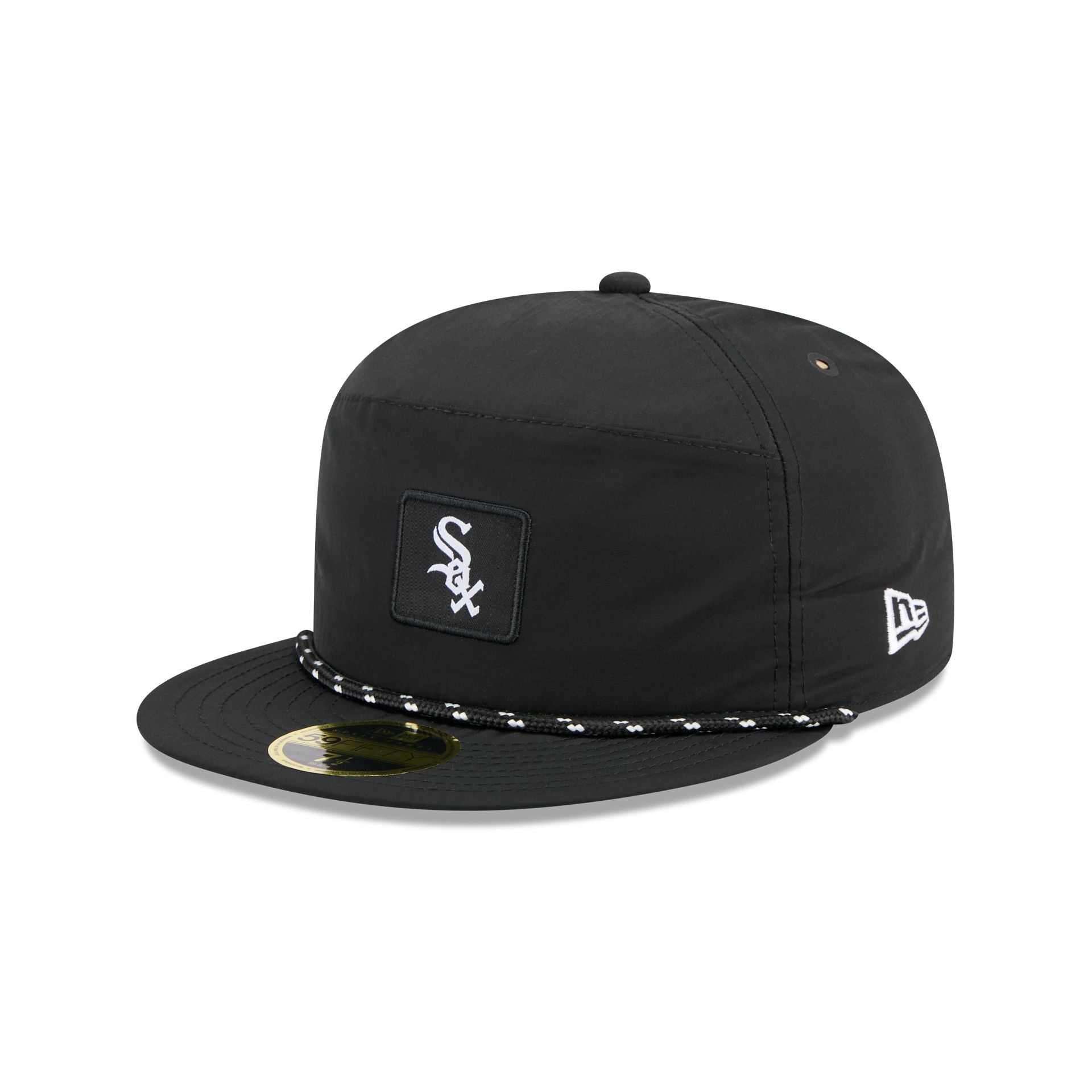 Chicago White Sox Black Poly Rope Split Panel 59FIFTY Fitted Hat