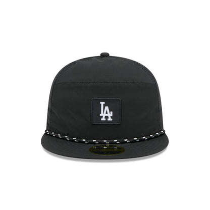 Los Angeles Dodgers Black Poly Rope Split Panel 59FIFTY Fitted Hat
