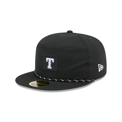 Texas Rangers Black Poly Rope Split Panel 59FIFTY Fitted Hat