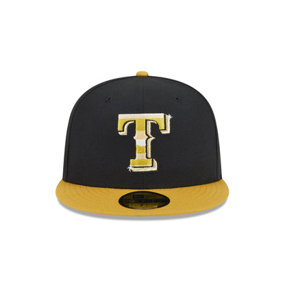 Texas Rangers Metallic Gold Logo 59FIFTY Fitted Hat
