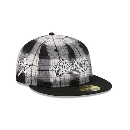 Houston Astros Grunge Plaid Retro Crown 59FIFTY Fitted Hat