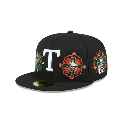 Texas Rangers Day of the Dead Skull & Flowers 59FIFTY Fitted Hat